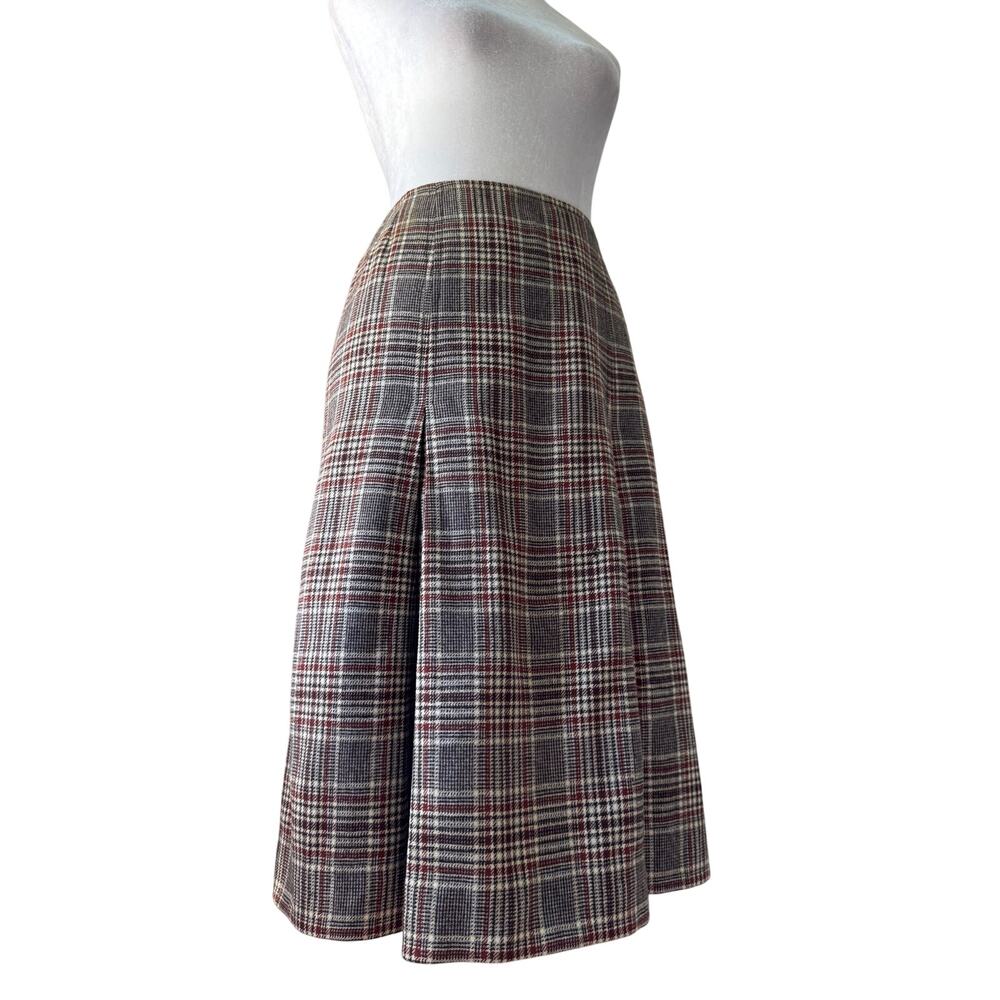Vintage ‘90s Pendleton 100% Virgin Wool Brown Plaid Pleated Midi Skirt
